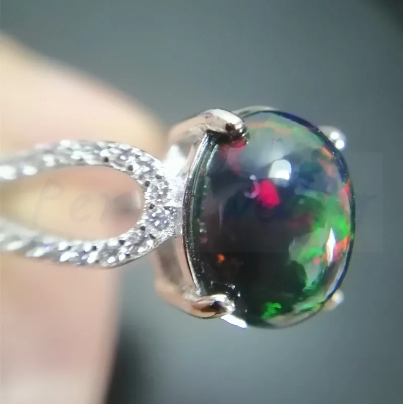 Кольцо с натуральным черным опалом,, серебро 925 пробы, 9*11 мм, 2.2ct, драгоценный камень для мужчин или женщин, хорошее ювелирное изделие# J97301