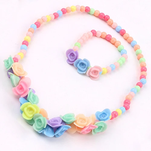Комплект из колье и браслета с разноцветными бусинами|necklace bracelet|bracelet necklaceflower