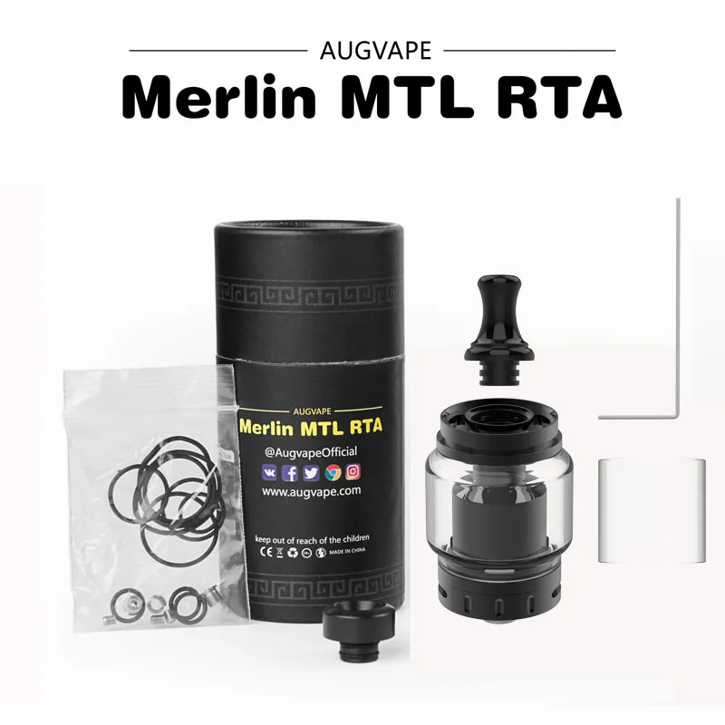 Атомайзер Augvape Merlin MTL RTA с Clapton 10 шт. двухъядерный плавленые катушки 5 мл 22 мм топ