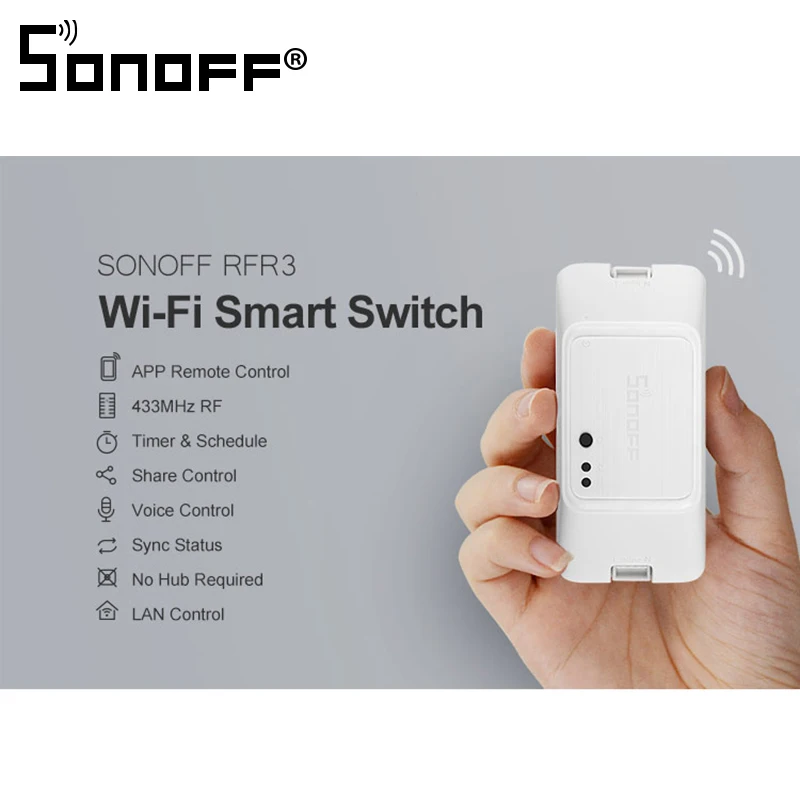 Горячая SONOFF RF R3 Smart RF управление RM 433 МГц переключатель wifi 100-240 В DIY Ewelink приложение Автоматизация работает с Alexa Google для дома