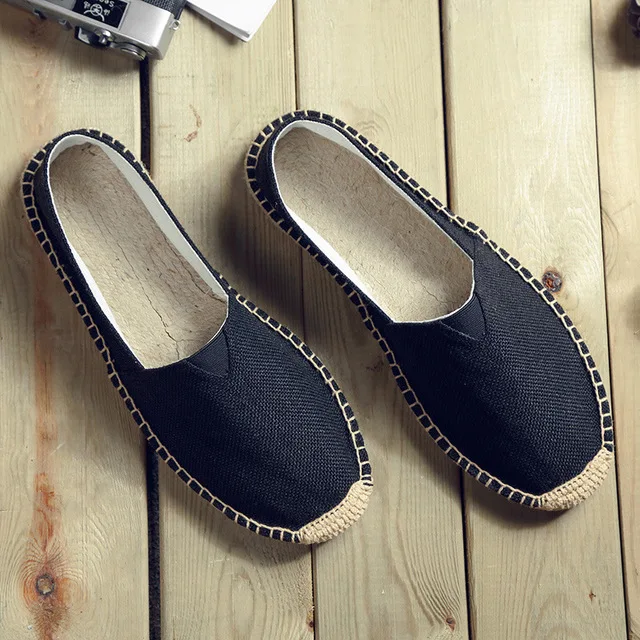 Plus Size 35-45 Embroider Women Flats 2021 Loafers Casual Slip on Shoes Women's Espadrilles Hemp Canvas Flat Shoes Chaussure