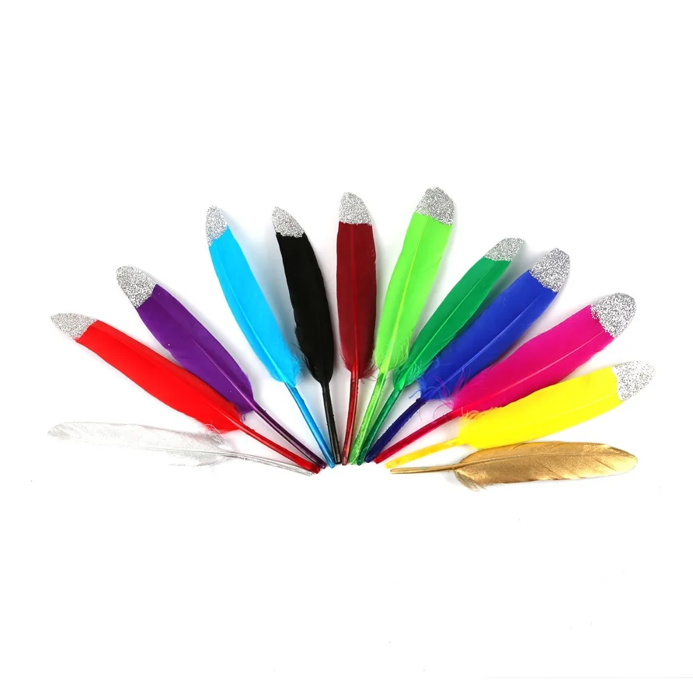 Серебристые цветные окрашенные 10/30 шт. DIY гусиные перья для домашнего декора