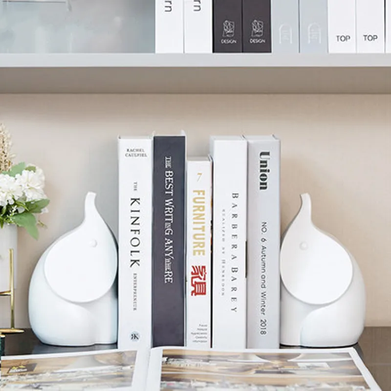 

Modern Classical Elephant Calf Book File Creative Book Bookends Home Living Room Study Room Desk Ornament Decor M1495
