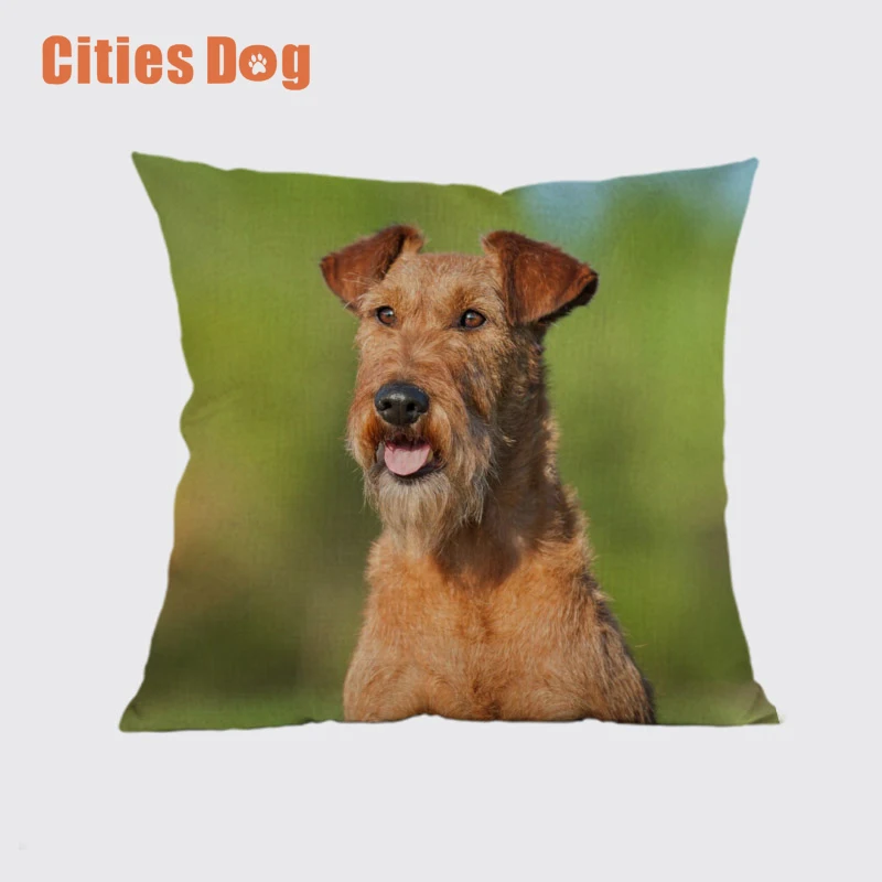 Льняные наволочки для диванных подушек чехлы с животными собака ирландское