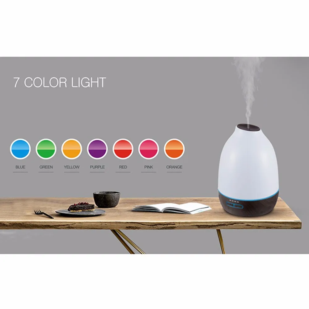 INVITOP 500ml Air Humidifier Wood Grain Ultrasonic Essential Oil Diffuser Aroma Purifier 7 Color LED Change 110v-240v | Бытовая техника