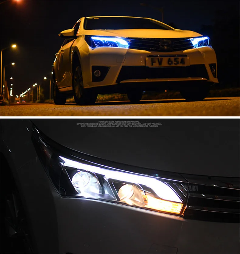 Ownsun светодиодный орлиный глаз DRLs HID Биксеноновая линза проектора фара для Toyota Corolla