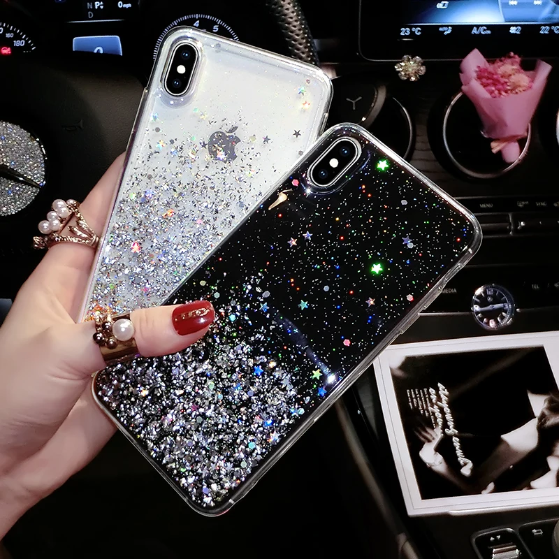 Блестящие чехлы для Huawei P20 lite Mate 20 P30 Pro P Smart Plus прозрачный чехол из ТПУ с блестящими