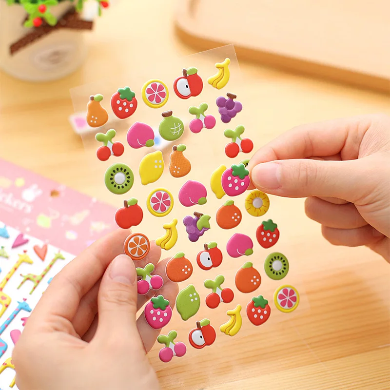 Pegatinas con estampado de frutas y animales para ni&ntilde;os, decoraci&oacute;n de diario, material de papeler&iacute;a de PVC, Corea, regalo para beb&eacute;, juguetes para ni&ntilde;os-2