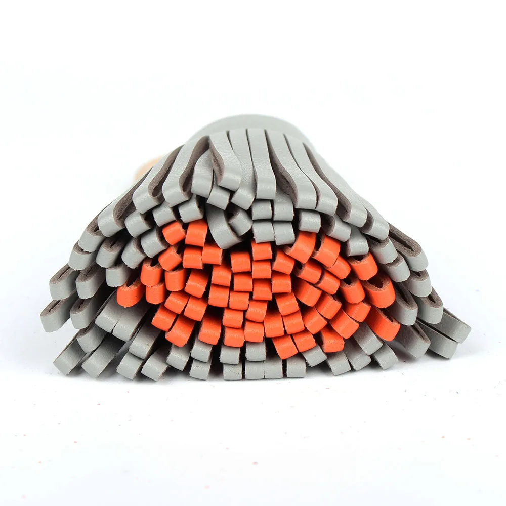 GREY ORANGE Известный бренд класса люкс натуральная овчина настоящий овечий кожаный брелок с кисточкой для сумок автомобильный брелок женская сумка подвеска - Цвет: GREY ORANGE