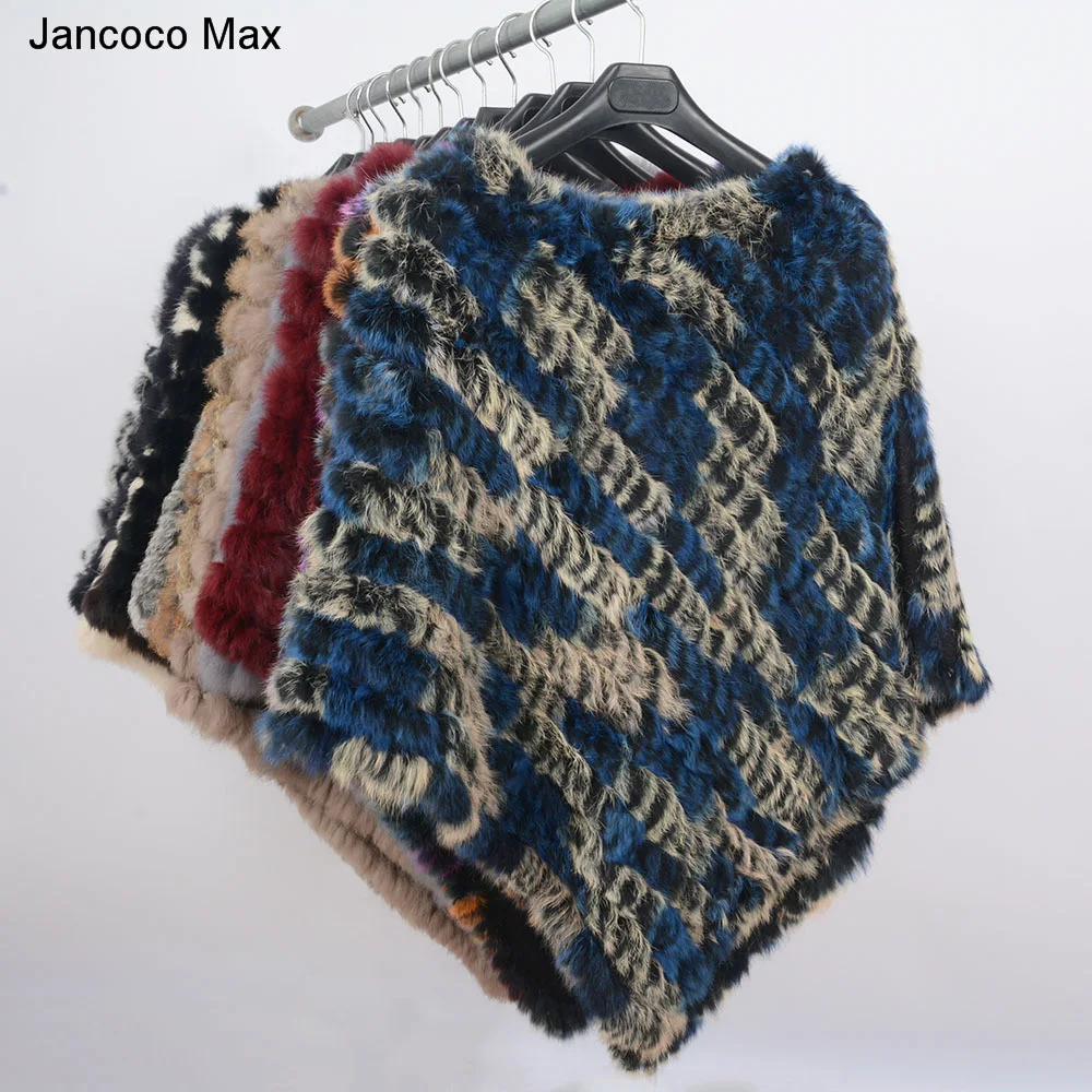 Jancoco Max пончо из натурального кроличьего меха женская модная стильная вязаная шаль женская накидка из натурального меха S1071S
