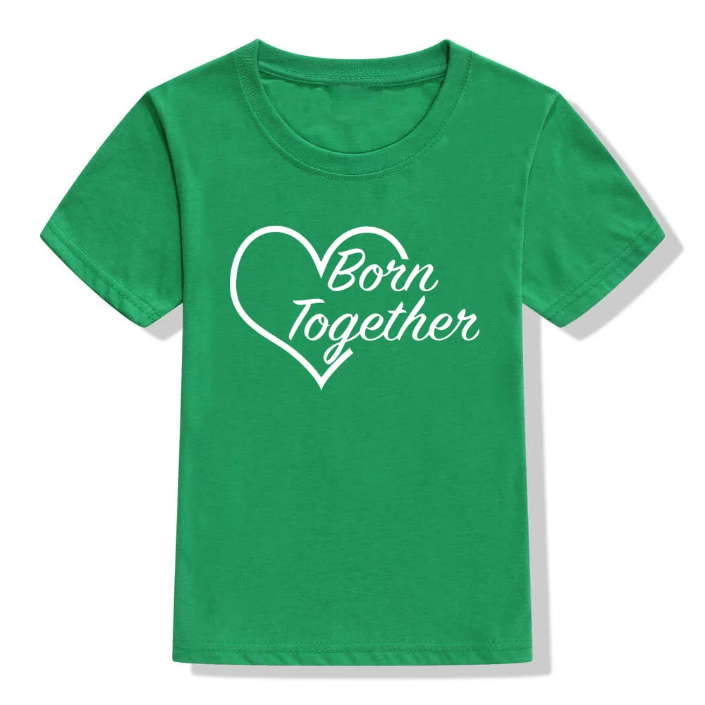 Футболка «Born Together& Friends Forever» для мальчиков и сестер; футболка с короткими рукавами для малышей; детская футболка; летняя одежда для близнецов