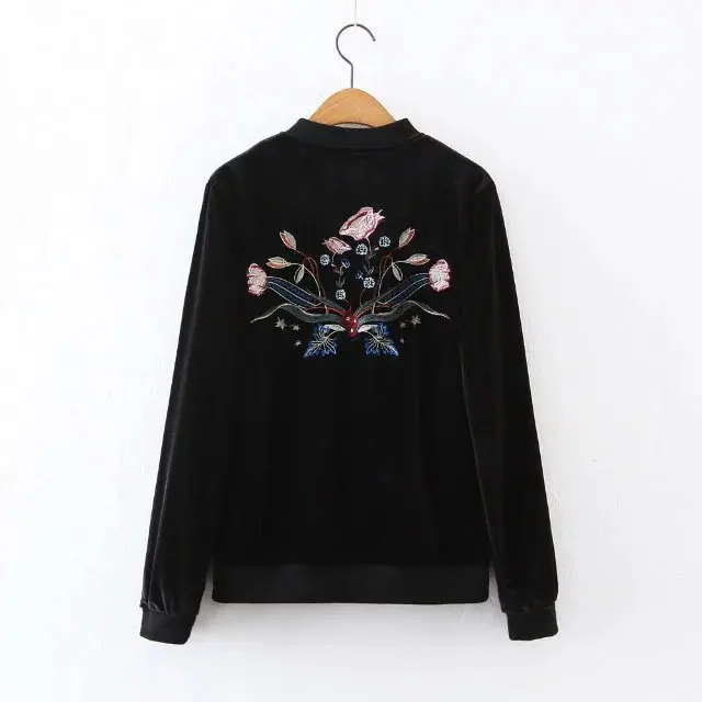 2019 весна осень Женская куртка с цветочной вышивкой бархатные жакеты Mujer Jaqueta