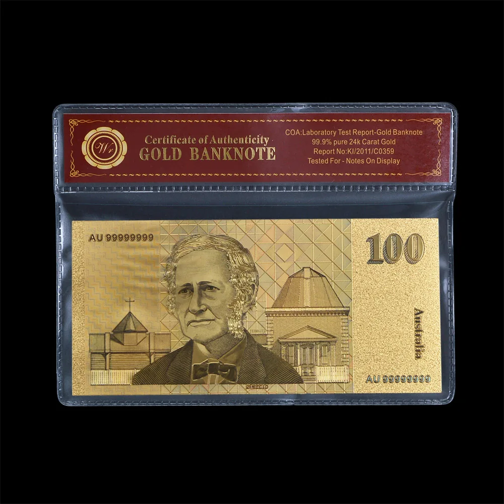 Цветная австралийская старая монета 100 долларовая Золотая Банкнота с держателем