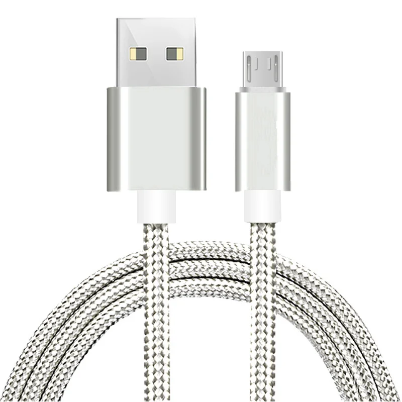 Silver 3 м Плетеный Micro USB кабель для зарядки и передачи данных для OPPO R15 R15X A5 A7 samsung S6 S7 Note Edge Note4 Redmi 5A 6A 6 Note5 зарядный кабель - Цвет: Silver