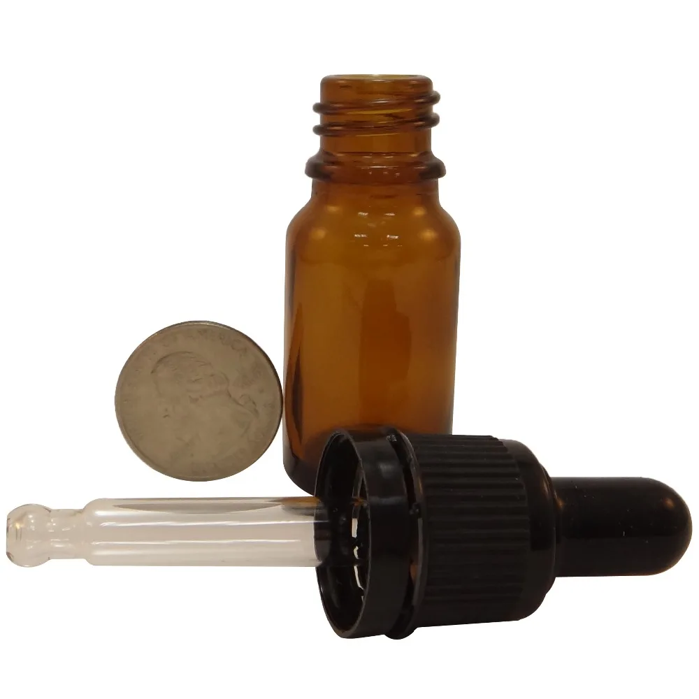 10ml Travel Size Boston Round Glass Amber Essential Oil Bottle With Droppers and Safety Cap | Красота и здоровье