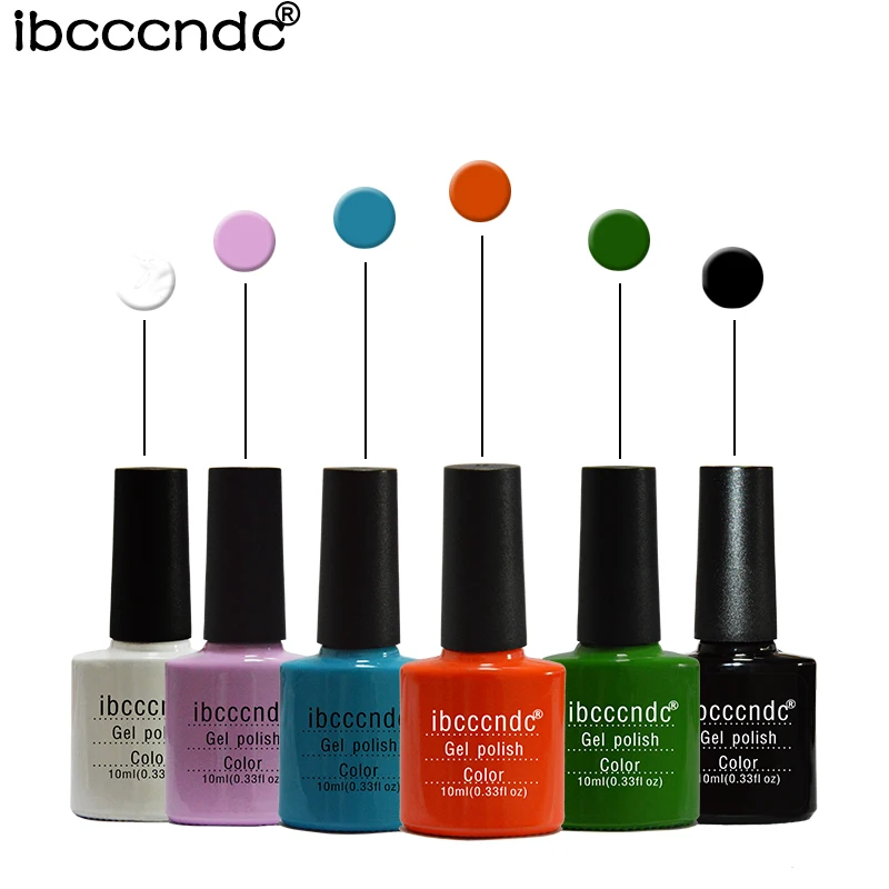 6 шт. УФ Гель лак для ногтей Ibcccndc 10 мл 79 цветов|gel polish soak off|base top coatnail gel |