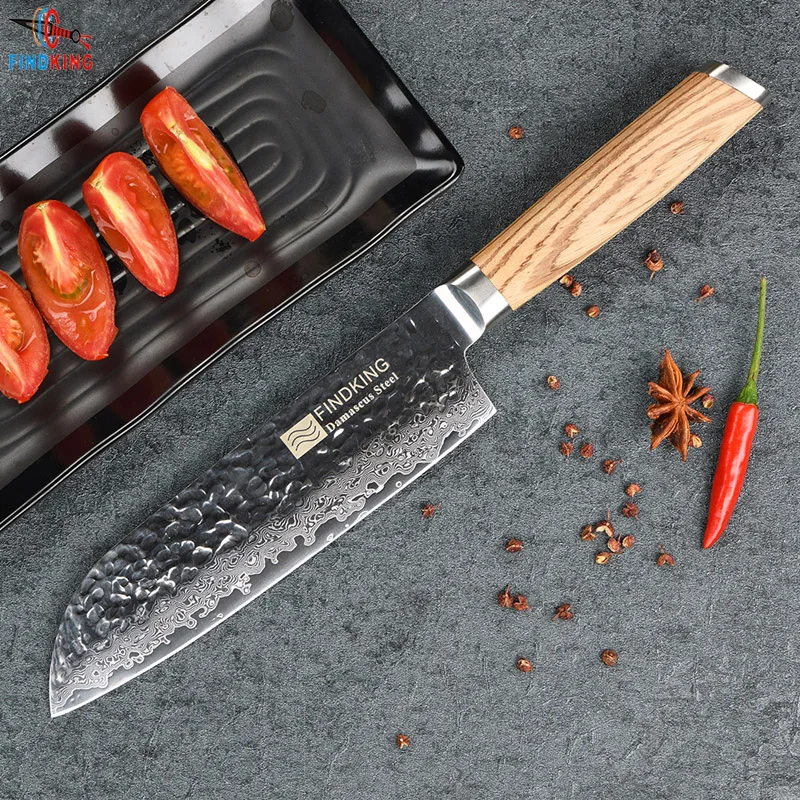 FINDKING 2017 Новый Zebra деревянная ручка дамасский нож 7 дюймов santoku шеф-повар 67 слоев