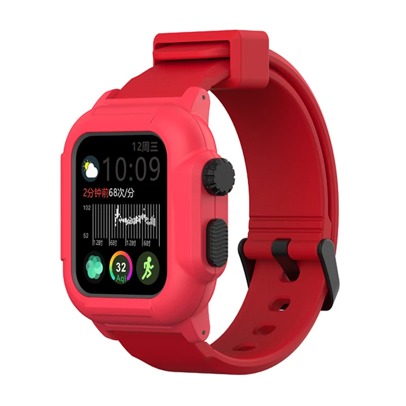 Водонепроницаемый ремешок для наручных часов Apple Watch, версии 44/40 мм/42 мм чехол с Силиконовый браслет для наручных часов iWatch, 5, 4, 3, 2, наручные часы ремень с крышкой