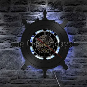 Настенный светодиодный светильник на колесе корабля лодки яхты руль Сейлор наследие морские настенные часы прикроватный настенный светильник