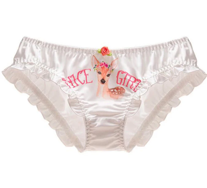 Трусики короткие M L милые в стиле Лолиты с изящными цветами кошкой оленем
