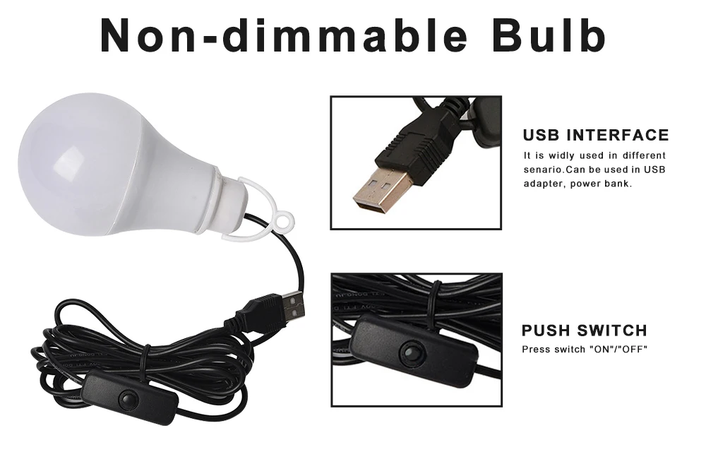 DC5V USB диммируемая Подвесная лампа светодиодный светильник Плавная диммируемая яркость трехцветный переключатель 10 Вт Светодиодный светильник для адаптера power Bank