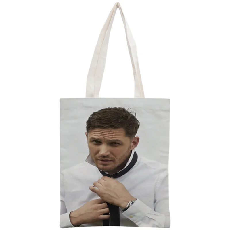 

Custom Tom Hardy Tote Bag Reusable Handbag Women Shoulder Foldable Cotton Canvas Shopping Bags
