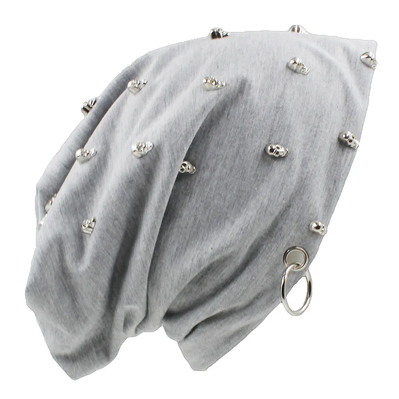 Серый LOVINGSHA Autumn Hats For Men Women Fashion Hip-hop Winter Girl Skullies Hoop Design Ladies thin Beanies Men Hat Unisex HT074 - Цвет: Серый