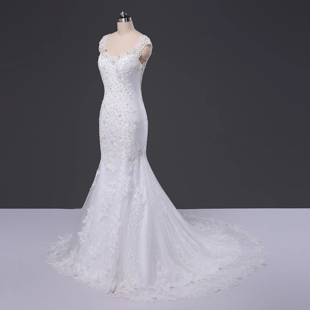 Vestido De Casamento романтичное Белое кружево Русалка Свадебные платья 2018 Alibaba Китай