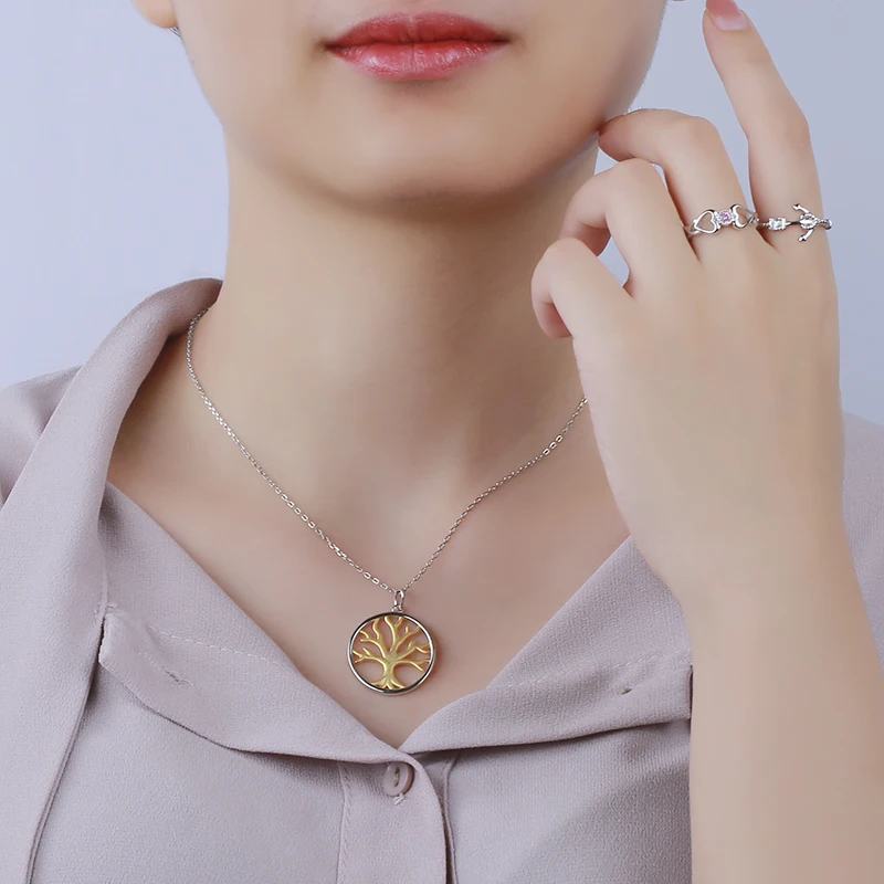 StrollGirl новый 100% 925 стерлингового серебра 18kgold Древо жизни семьи ожерелья с