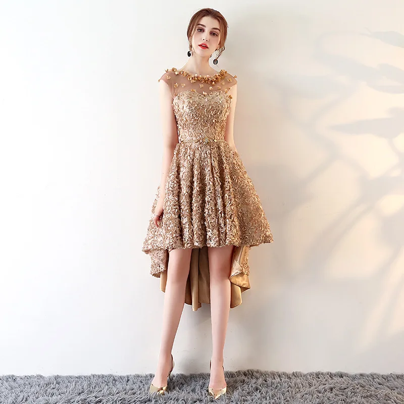 Простые Короткие вечерние платья модные кружевные аппликации Vestidos De Fiesta De Noche сексуальное арабское вечернее платье вечерние платья ES2590 - Цвет: Khaki-zipper-Half