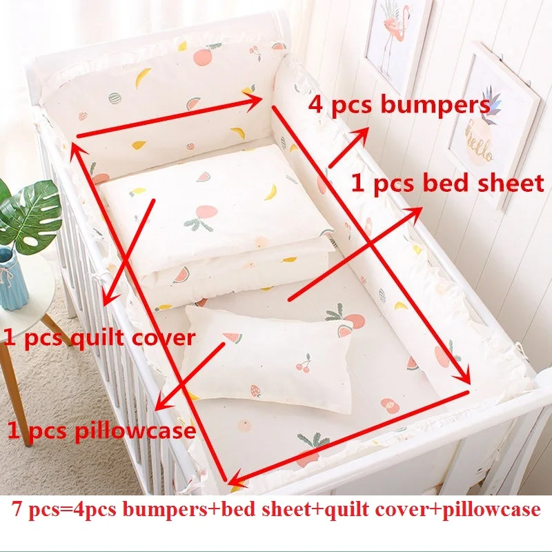 binfenguoyuan 7pcs 7 шт. хит! Комплект детского постельного белья из хлопка, Комплект постельного белья для детской кроватки, безопасные бамперы, простыня, пододеяльник, наволочка - Цвет: binfenguoyuan 7pcs