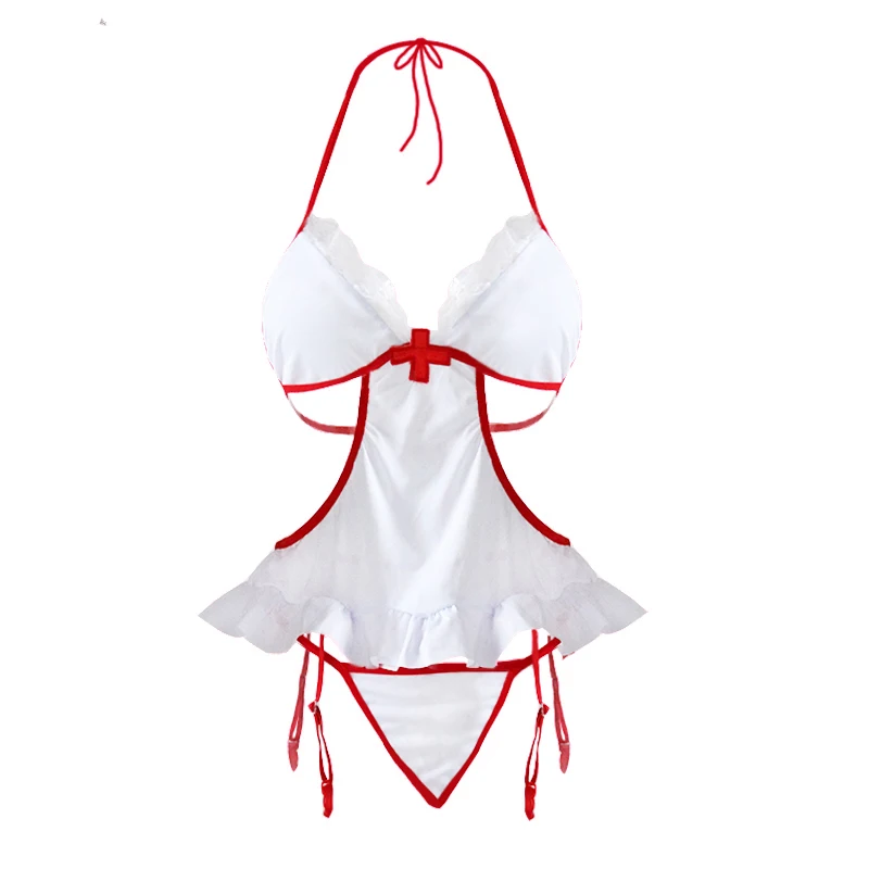 MUSHIERYA Sexy Nurse Cosplay Lingerie Uniform Erotic Halloween Nurse Costumes Sexy Lingerie Hot Sex Role Play Babydoll Dress