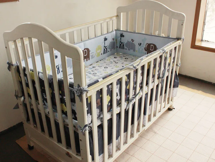 Скидка! 7 шт вышитые кроватки детские постельные принадлежности Хлопковый бампер