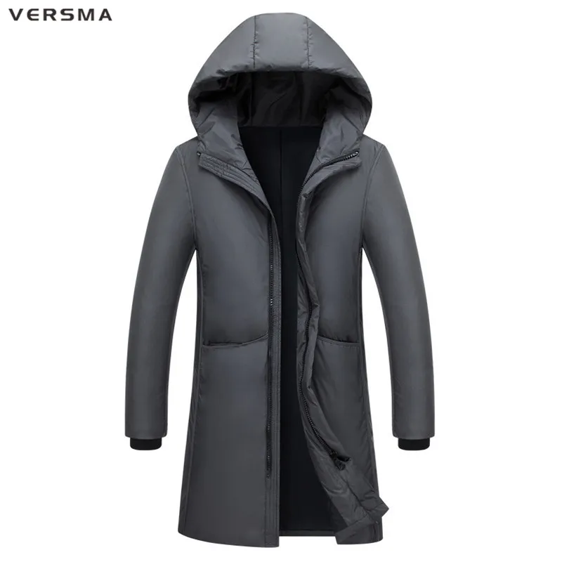VERSMA, новинка, Россия, зимняя куртка с капюшоном, белый утиный пух, парка, Мужское пальто, толстая, мужская, теплая, Jaqueta Masculina, молодежные куртки, пальто для мужчин - Цвет: Gray
