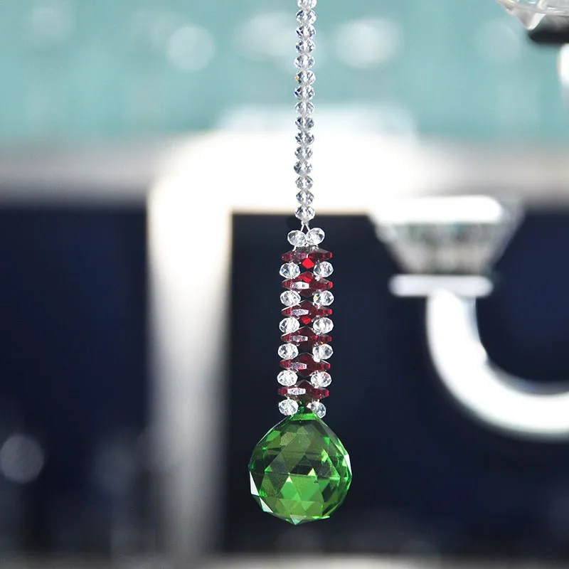 7 Inch Hanging Pendant Green Faceted Ball Crystal Prisms For Chandelier Suncatcher Car Decor Window Ornament | Дом и сад