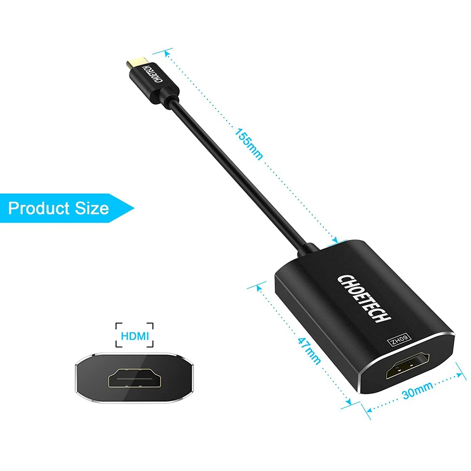 CHOETECH USB C к HDMI 4K @ 60Hz Тип Thunderbolt 3 Совместимость адаптер для Galaxy S9/S9 плюс 2017/MacBook Pro 2016| |