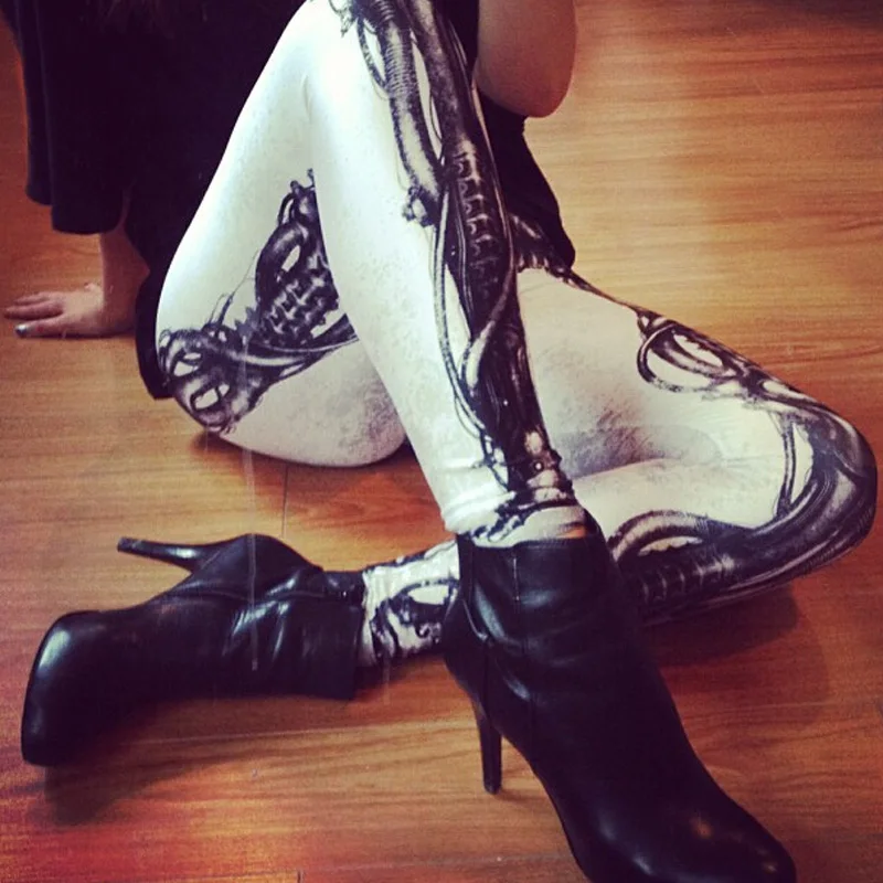 VISNXGI Leg Bones Printed Legging Skeleton Frame Women New Black White 3D Digital Milk Workout Jeggings Breathable Gym Pants