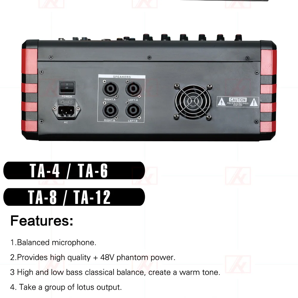 Микшерный пульт рекордер 48 V phantom power monitor AUX effect path 4-12 channel audio mixer USB поставляется с усилителем мощности TA