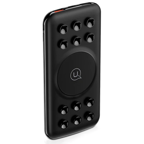 Black USAMS 5V 2A Qi Беспроводное зарядное устройство 10000mAh power Bank 18W QC 3,0 PD Быстрая Зарядка power bank с присоской для iPhone samsung - Цвет: Black