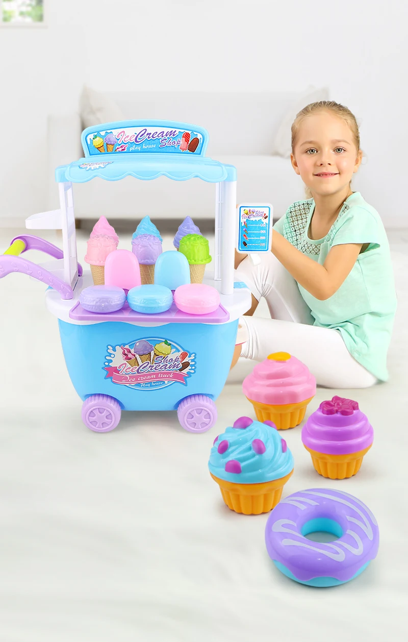 DIY ролевые игры мороженое автомобильный магазин кухня миниатюрная еда Cocina De Juguete розовый синий дети играть подарок для дома для девочек игрушки