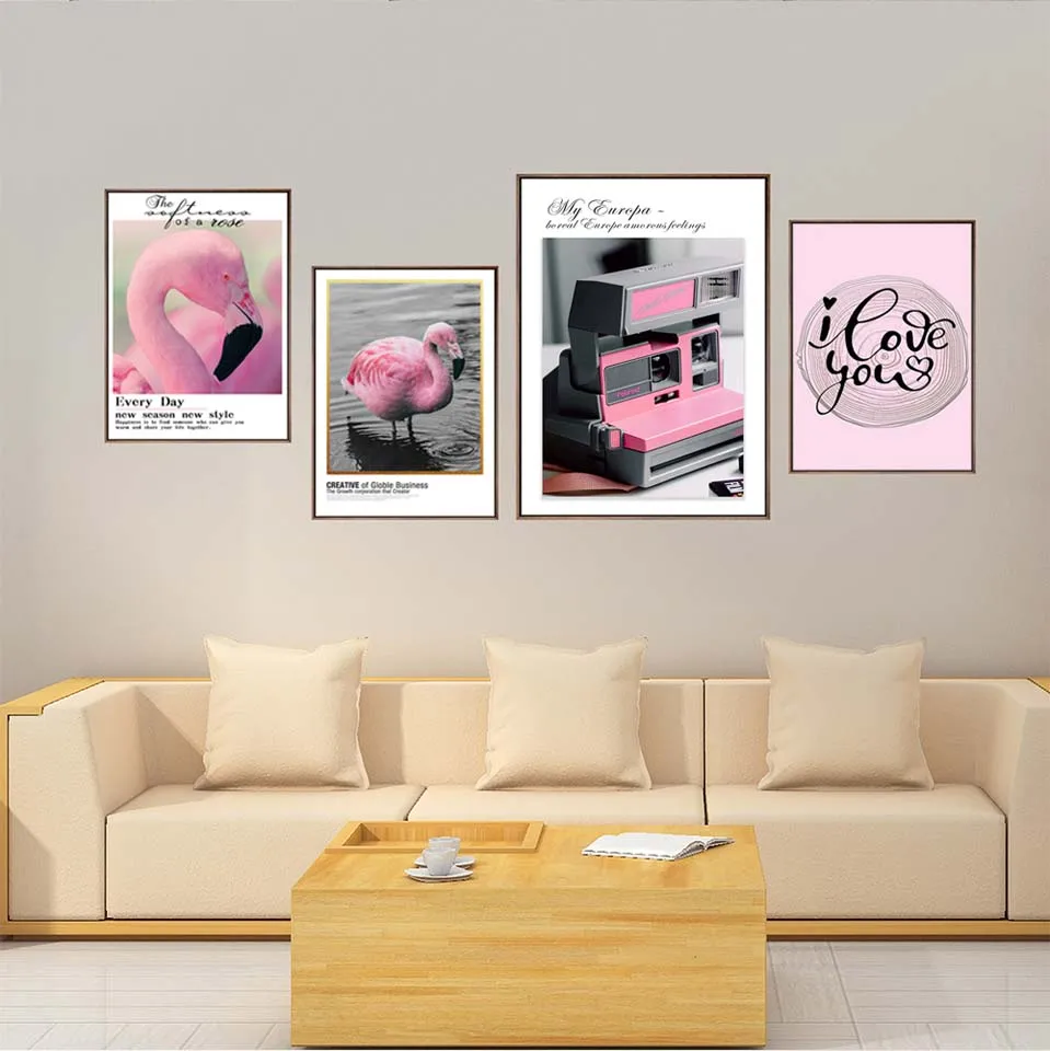 Декоративная настенная Картина на холсте с розовым фламинго | Дом и сад