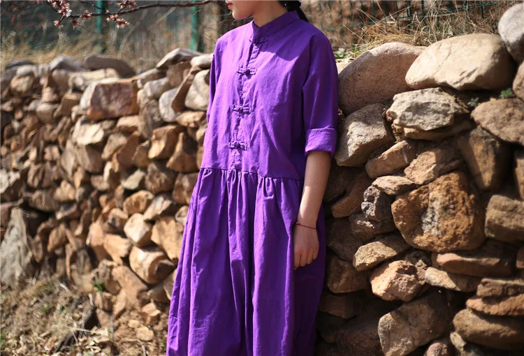 Женское длинное платье в китайском стиле красное белое фиолетовое черное