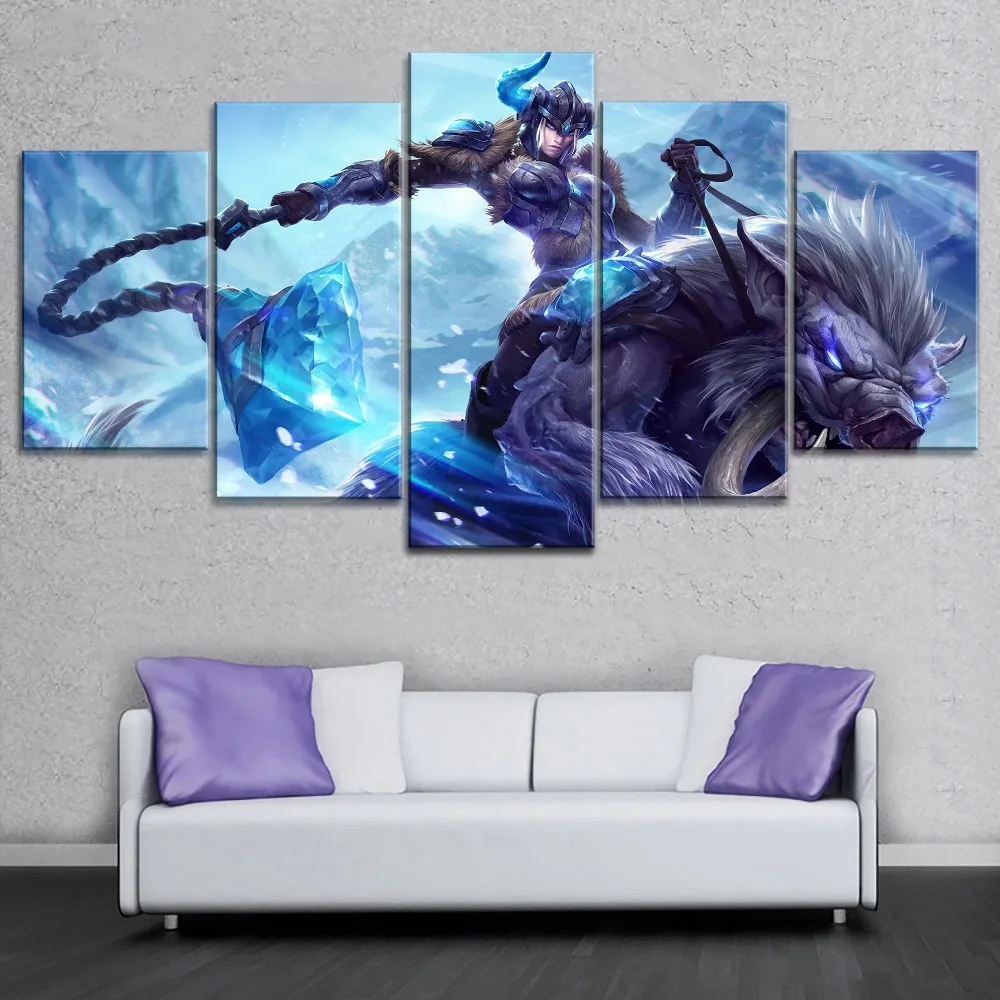 Рамка холст печать модульные фотографии игра Лига Легенд Sejuani плакат 5 шт.