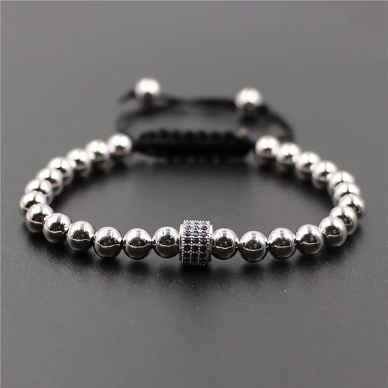 2017 Модная медная оплетка из бусин и микрофианита браслет макраме для мужчин