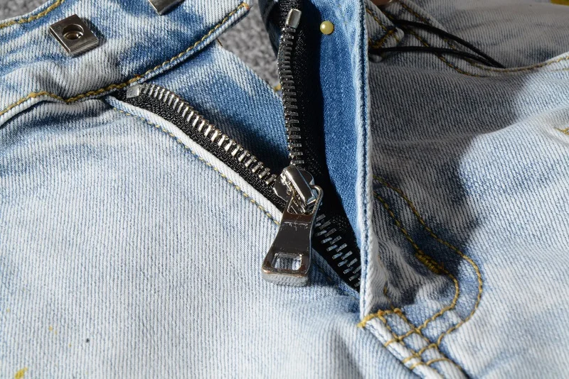 Для мужчин деним байкер джинсы для женщин мотоцикл Slim fit граффити джинсы брюки для верховой езды
