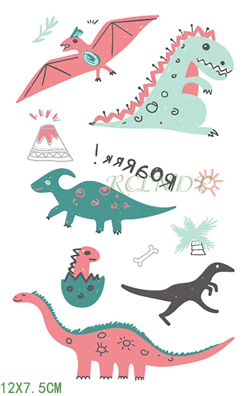 Водостойкая Временная тату-наклейка динозавр поддельные тату-наклейки флэш-тату