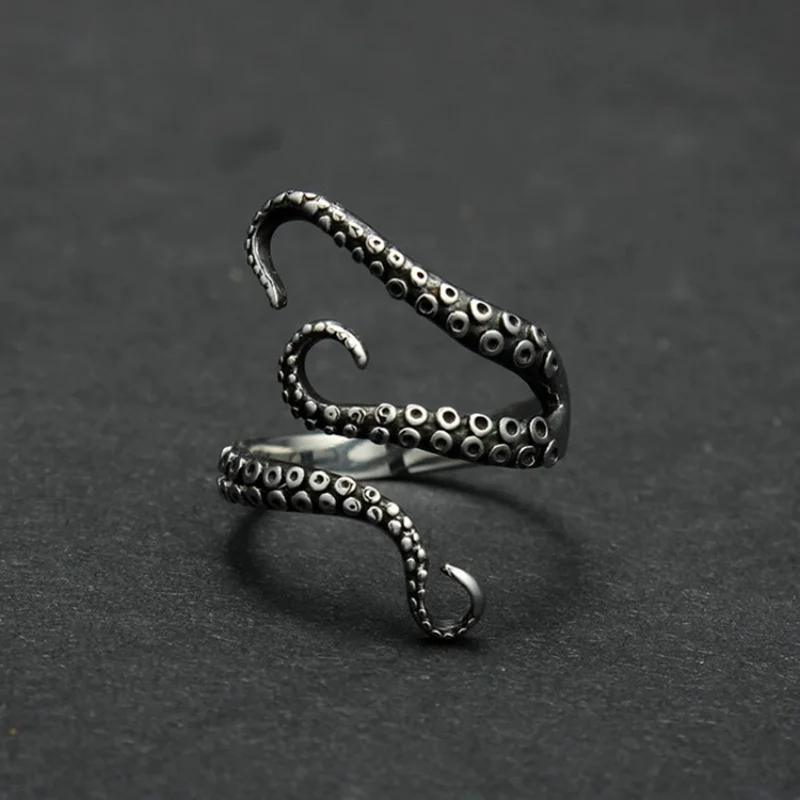 

New Fashion Adjustable Eight Punk Octopus Catch Ring For Men Domineering Personality Jewelry Opening Rings