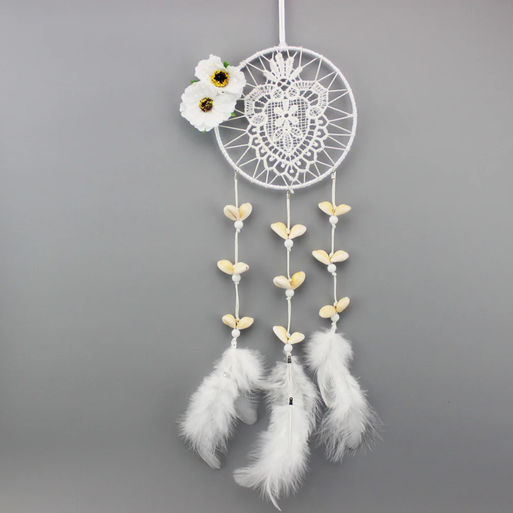 

40CM fashion jewelry shell Hot Dreamc atcher Wind Chimes Indian Style multicolor Feather Pendant Dream Catcher Gift