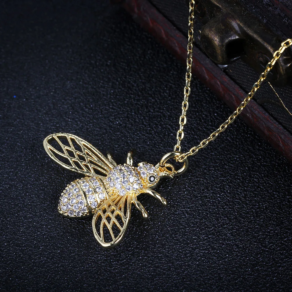Милые золотые пчелиные насекомые кулон и ожерелье Трендовое Новое поступление