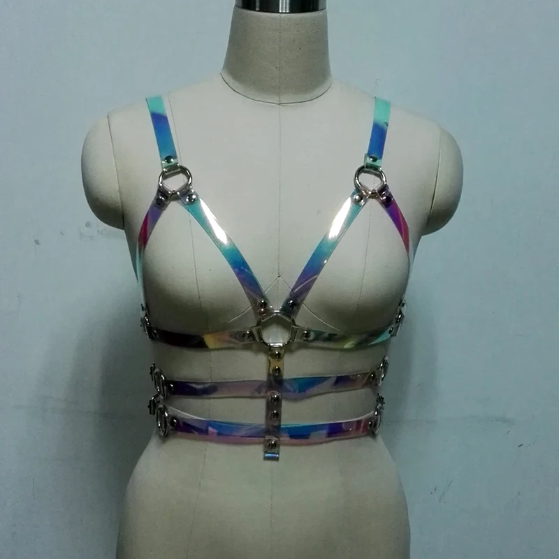 Сексуальный голографический виниловый ремень в стиле панк для мужчин и женщин